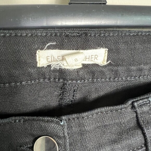 Eileen Fisher Jeans Womens Size 8 Black Denim Organic Cotton Straight - Picture 4 of 8
